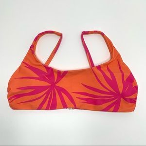 Anthropologie Pink Palm Print Bikini Swim Top | Size Medium